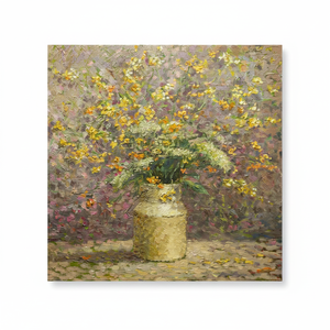 Printed <b>Canvas</b>: Abstract Floral <b>Wall</b> Decor with Vibrant Yellow Flowers,WRAPPED <b>CANVAS</b> - Product Image 2