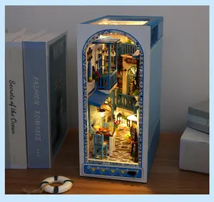 Fai da te fatto a mano creativo 3d puzzle modello kit carta casa delle bambole libro architettura in miniatura fai da te led luce casa delle bambole libro angolo