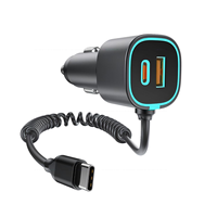 Chargeur de voiture USB C rétractable 66W, chargeur de téléphone de voiture super rapide 3 en 1 compatible avec iPhone 16 et plus