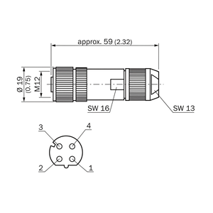 高速配信コネクタとケーブルDOS-1204-GE多機能金属シールドメスコネクタM12 <span class=keywords><strong>4</strong></span>ピンストレートDコード - Product Image 6