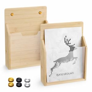 Wooden <b>File</b> <b>Storage</b> Rack Rectangle Wall Mounted Office Desk Organizer Document Holder Country Style - Product Image 1