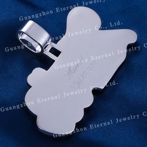 Liontin Berlian Moissanite VVS Custom Pabrik, Perak S925, Emas Solid 9k 10k 14k 18k, Liontin Huruf Kursif Bertabur Kristal - Product Image 3