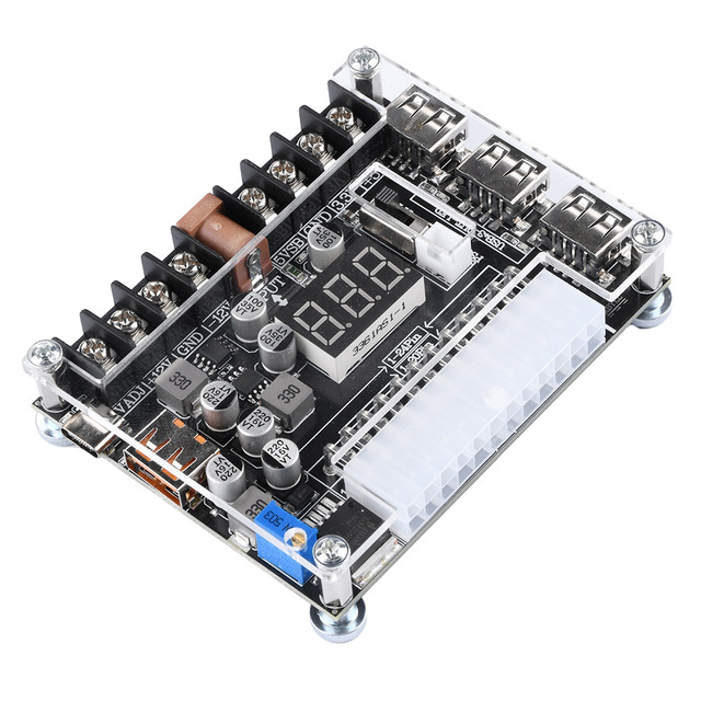 20/24Pin ATX Power Adapter Power Module Adjustable Voltage with Digital Display