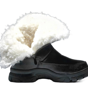 Botas de Nieve Negras con Tacón Medio, Forro de Lana Grueso, Suela de Goma Antideslizante, Estilo Motociclista, Botas Cálidas de Invierno - Product Image 5