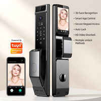 Cerradura de Puerta Inteligente con Huella Dactilar Totalmente Automática EY-V500, con Wi-Fi, Reconocimiento Facial, Desbloqueo con Tarjeta y Código, Compatible con IP, Aleación de Zinc y Madera