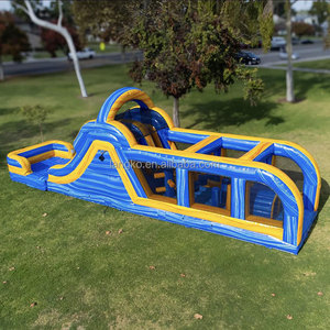 <span class=keywords><strong>Parcours</strong></span> d'obstacles gonflable géant en PVC, couleur marbrée, avec toboggan et piscine d'eau intégrée - Product Image 3