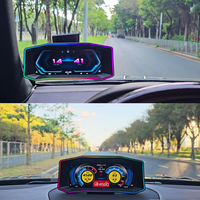 2025 nouveau 6.2 pouces LCD voiture Hud 5 en 1 Obd2 + gps + turbo mètre + inclinomètre + accéléromètre avec bouton tactile bricolage véhicule logo P4