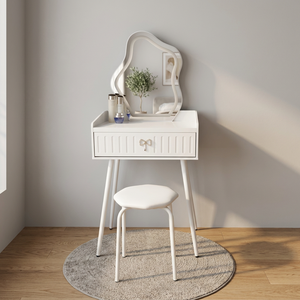 Modern Makeup <b>Vanity</b> Table With <b>Lighted</b> Mirror Storage Desk For Bedroom Furniture - Product Image 2