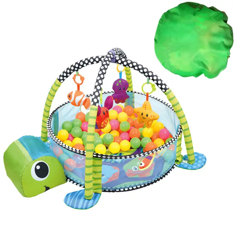 Baby Fitness Frame turtle design Baby Play Gym Mat Playpen Crawling Mat Toy with 30 Ocean Balls and Cotton pendant