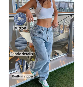 Vêtements nouveau design <span class=keywords><strong>Jeans</strong></span> décontractés pour femmes Baggy Street Ladies Straight Wide Leg <span class=keywords><strong>Jeans</strong></span>