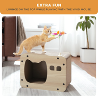 MOWE LOVE Planche à gratter pour chat en carton ondulé 2 en 1, tapis à gratter avec souris à ressort pour chats d'intérieur