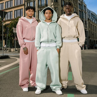 Survêtement de course ample et épais en molleton brodé personnalisé pour homme – Ensemble sweat à capuche et pantalon de survêtement pour hommes