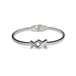 Classic and Trendy Rhodium Plated Geometric Diamond Cuff <b>Bracelet</b> Bezel Setting with Number Pattern Gift Made of Zinc Alloy - Product Image 1