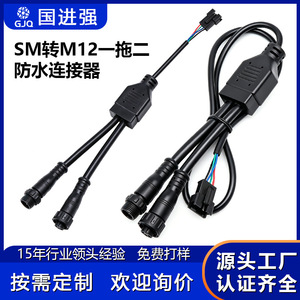 Guo Jinqiang Sm To M12 Waterproof <b>Cable</b> One To Two 2 12 Core <b>Outdoor</b> Led Lighting Ip67 Connector - Product Image 4