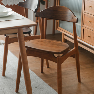 Nordic simple solid wood dining chair restaurant cherry dining table and chair walnut log home backrest chair