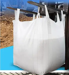 ईजीपी फैक्ट्री डफ़ल टॉप बुना पॉलीप्रोपाइलीन एफआईबीसी बड़ा बैग फ्लैट बॉटम 1500 किलो टोंटी डिस्चार्ज के लिए चार लूप बल्क जंबो बैग के साथ