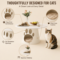 Table d'appoint intégrée pour humains et animaux, écologique, respirante, avec niche pour chat, pour salon