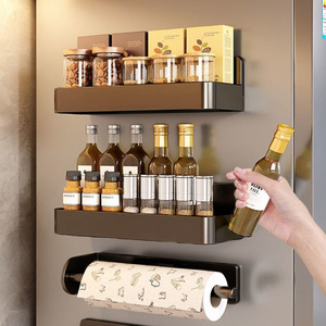 Refrigerator magnetic storage rack, side storage rack, cling film holder, wall-mounted side shelf, <b>kitchen</b> <b>paper</b> holder - Product Image 3