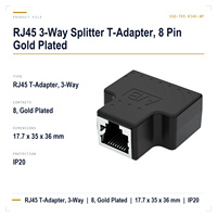 Adaptor Pemisah 3 Arah RJ45 8P8C Tipe T Konektor Kabel Jaringan Kontak Berlapis Emas Ekstensi LAN Ethernet Grosir Massal