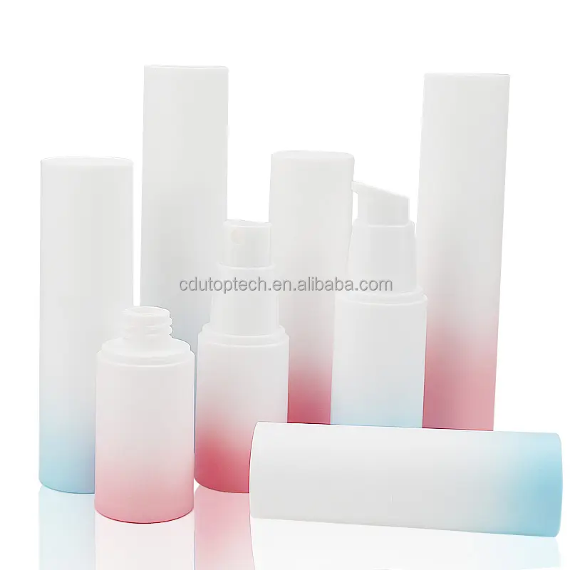 20ml 30ml 50ml लक्जरी ढाल गुलाबी नीले कॉस्मेटिक वायुहीन क्रीम फाउंडेशन के लिए सीरम लोशन पंप बोतलों पैकेजिंग