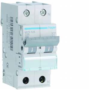 MYN525 Personalizzabile con Hagers MCB 4500A 1P+N curva C 25A 2 moduli - Product Image 1
