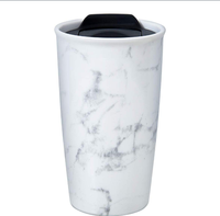 Mug de voyage en céramique écologique à double paroi isolée, design marbre, avec couvercle enveloppant, logo personnalisé, cadeaux d'affaires