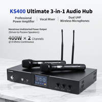 Sistem Amplifier Karaoke Metal Profesional 400W dengan Dua Mikrofon Nirkabel untuk ARC KS400 oleh InAndOn