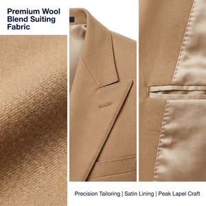 Completo Blazer Sartoriale da Donna con Risvolto a Revers 55% Lana 45% Poliestere 260GSM Antipiega Forma Strutturata Tutte le Stagioni Cammello S-5XL - Product Image 2