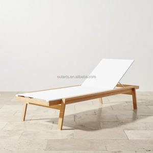 Meilleure vente de chaise longue réglable en bois de teck avec tissu en maille pour bar de plage et villa - Product Image 2