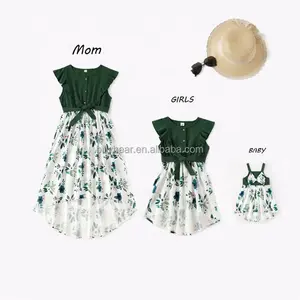 Gia Đình Quần Áo Hoa In Dài Ăn Mặc Mẹ Con Gái Và Bé Dresses Phù Hợp Với Trang Phục Mẹ Và Tôi Quần Áo