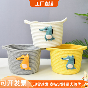 <b>Storage</b> <b>baskets</b>, cotton <b>rope</b> <b>storage</b> buckets, desktop snack and sundry <b>storage</b> <b>baskets</b>, woven <b>baskets</b>, crocodile handmade plant - Product Image 4