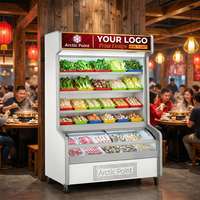 Table de buffet à double température pour la présentation d'aliments froids, réfrigérateur commercial pour boissons, idéal pour les supermarchés.