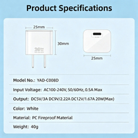 Cargador GaN de 20W, Mini Adaptador de Corriente USB C, Logotipo Personalizado OEM, 100% Inspeccionado, 13 Años de Experiencia Directa de Fábrica, Cargador de Pared USB C para Mercado Global