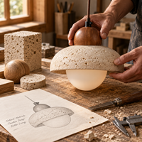 Lampe suspendue en travertin jaune naturel, lampe suspendue en bois massif, cordon réglable, lampe suspendue G9 pour îlot de cuisine, décoration intérieure