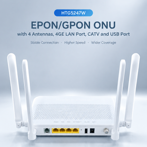 Terminal Fibre Optique Sans Fil HTG5247W GPON EPON XPON ONT 4 Ports Gigabit avec Voix CATV USB Wi-Fi Double Bande 2.4G 5G FTTH - Product Image 1