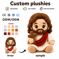 Poupée en peluche personnalisée Jésus, figurine de personnage sur mesure avec broderie de vêtements et logo