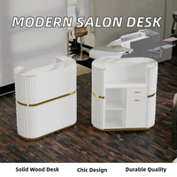 Nouveau comptoir de réception en bois moderne personnalisé, best-seller, pour immeuble de bureaux, petit comptoir de réception circulaire