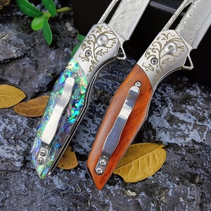 มีดพับเปลือกหอยเป๋าฮื้อคุณภาพสูง DIY OEM คอลเลคชั่นพิเศษ เหล็กดามัสกัส 60HRC EDC สำหรับกิจกรรมกลางแจ้งและตั้งแคมป์ - Product Image 5