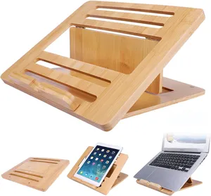 Supporto per Laptop pieghevole in bambù regolabile da scrivania con supporto per Laptop a 4 angoli, supporto per Laptop pieghevole per Macbook