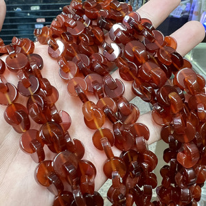 Plusieurs tailles croix lune Agate rouge Agate noire perles forme perles de pierre en vrac Bracelet perle - Product Image 2