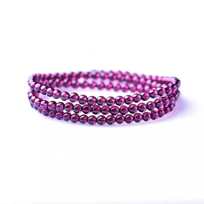 Grosir Gelang Garnet alami 4mm 3 putaran penyembuhan batu alam kerajinan kristal merah tua untuk hadiah