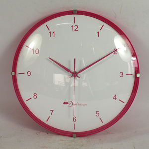 <b>Pink</b> Round Plastic Quartz Simple Modern Convex Wall Clock Home Decoration with Custom logo Living Room Ideas - Product Image 5