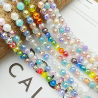 Perles de cristal YWJC, 50 pièces par brin, perles de verre rondes pour la fabrication de bracelets, perles de cristal facettées de 8 mm