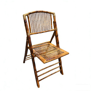 Chaise pliante en plastique pour événements, fêtes, jardins et extérieur, style vintage imitation bambou pour réceptions de mariage - Product Image 1
