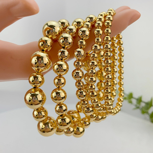 Nouveaux bijoux en or brésilien, classiques et minimalistes, plaqués or 14 carats, <span class=keywords><strong>bracelet</strong></span> extensible en pierre d'hématite perlée, FHK24029 - Product Image 4
