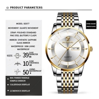 BINBOND Jam Tangan Kuarsa Pria Jam Tangan Kalender Bercahaya Jam Tangan Bisnis Tahan Air Baja Tahan Karat Kasual Modis Dropshipping