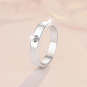 Eternity Jewelry S925 纯银单石戒指 GRA 证书 0.2 克拉 VVs1 莫桑石结婚戒指 男女款 - Product Image 1
