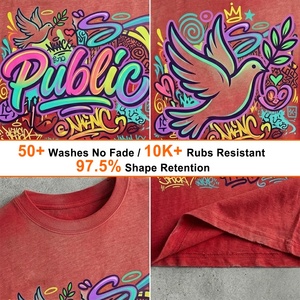 Street Styles Vintage Washed 230GSM Heavyweight Digital Print Graffiti T-Shirt Mens Custom Acid <b>Wash</b> Oversized High Quality Tee - Product Image 2