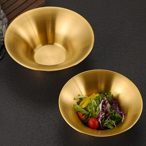 Piatto Conico a Fondo Piatto in Acciaio Inossidabile Coreano per Alimenti, Vassoio da Portata per Pasta, Ciotola per Ramen e Zuppa, Oro e Argento, per Ristoranti - Product Image 4