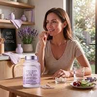 Capsules de collagène hydrolysé, d'aloe vera et d'extrait de pépins de raisin pour une peau éclatante, soin de beauté, complément alimentaire
